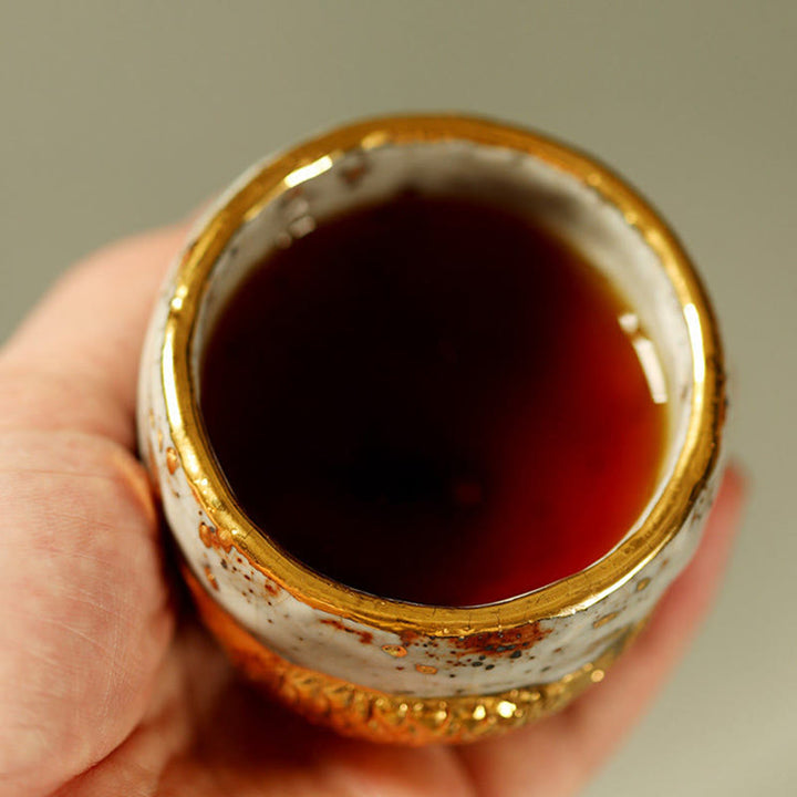 Buddha Stones Handcrafted Golden Arowana Koi Fish Ceramic Teacup Kung Fu Tea Cup Teapot - image 3