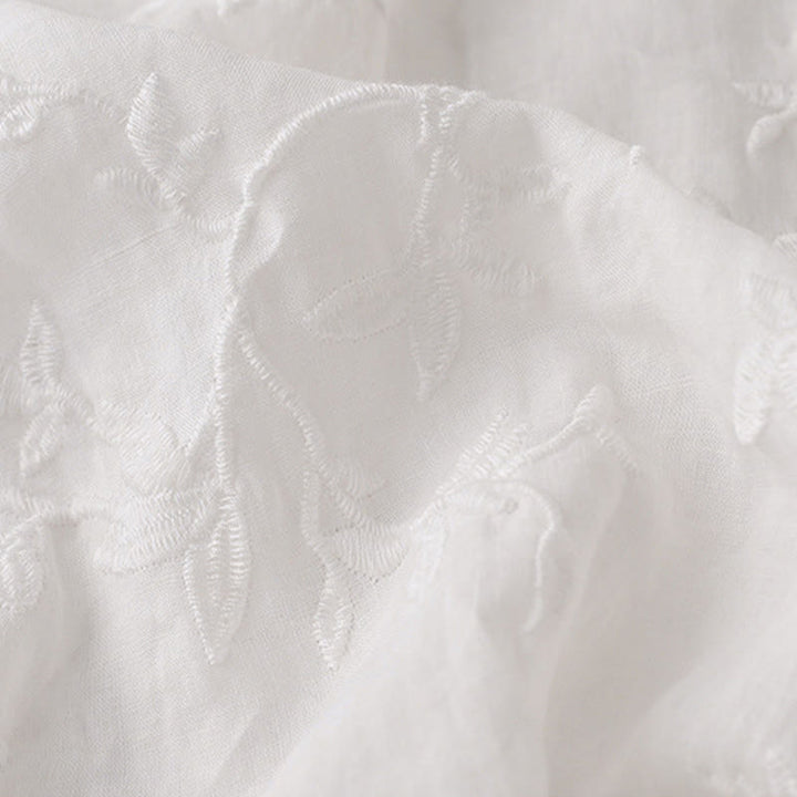 Buddha Stones Spring V-Neck Long Sleeve Leaf Pattern Women's Cotton Shirt  - image 14