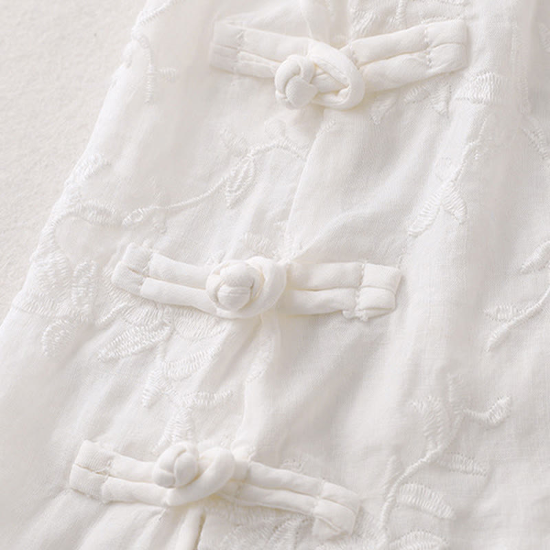 Buddha Stones Spring V-Neck Long Sleeve Leaf Pattern Women's Cotton Shirt  - image 13