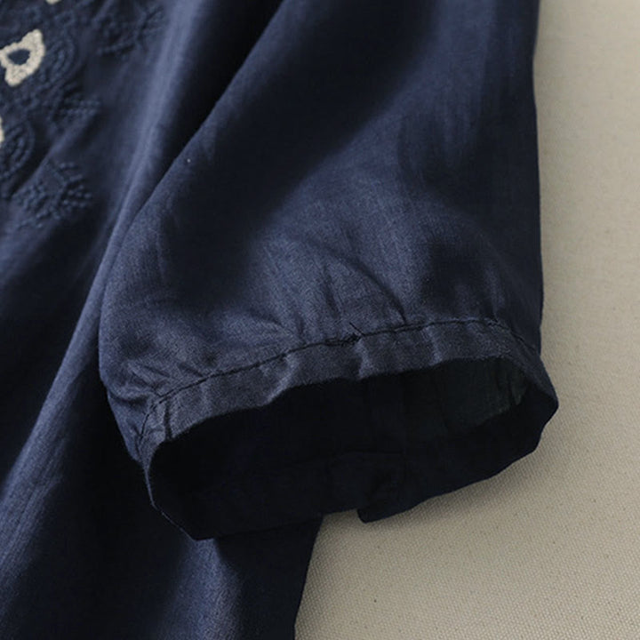 Buddha Stones Summer Floral Pattern Crew Neck Short Sleeve Women's Polyester Shirt  - image 3