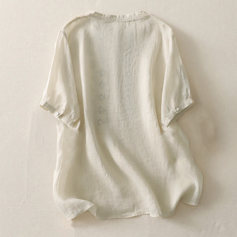 Buddha Stones Summer Floral Pattern Crew Neck Short Sleeve Women's Polyester Shirt  - image 15