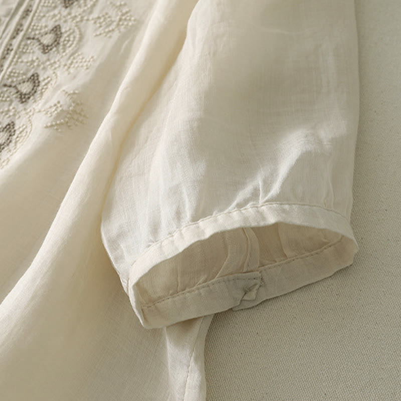 Buddha Stones Summer Floral Pattern Crew Neck Short Sleeve Women's Polyester Shirt  - image 19