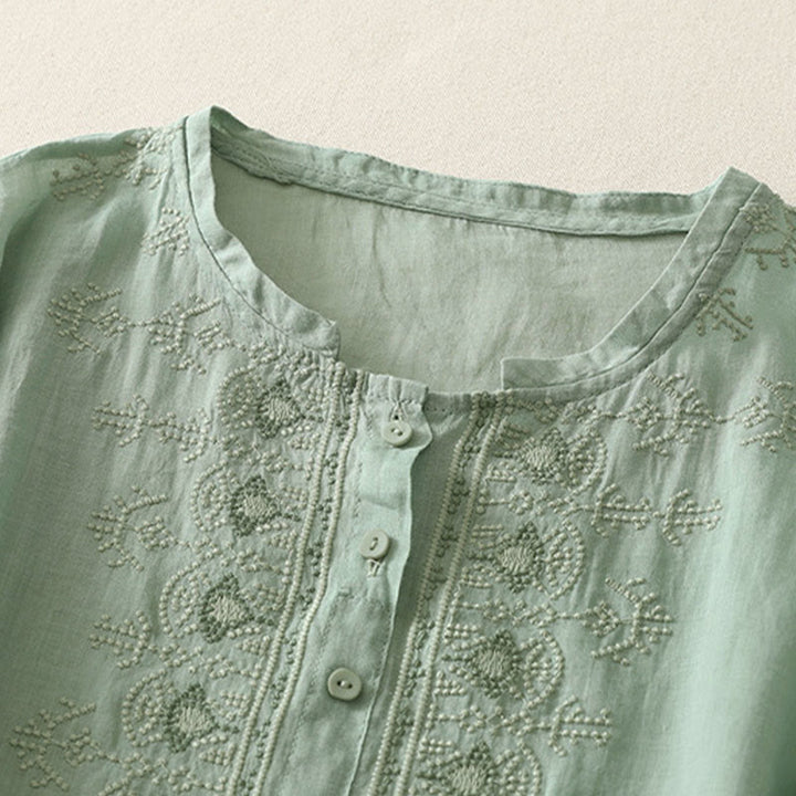 Buddha Stones Summer Floral Pattern Crew Neck Short Sleeve Women's Polyester Shirt  - image 11