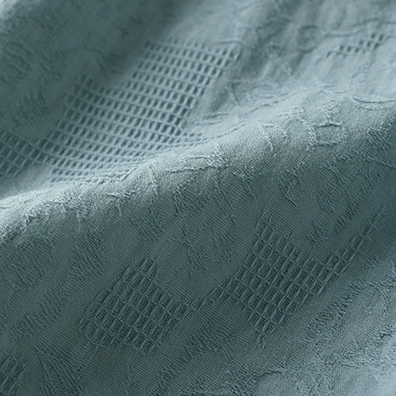 Buddha Stones Casual Floral Pattern Lapel Women's Cotton T-shirt - image 13