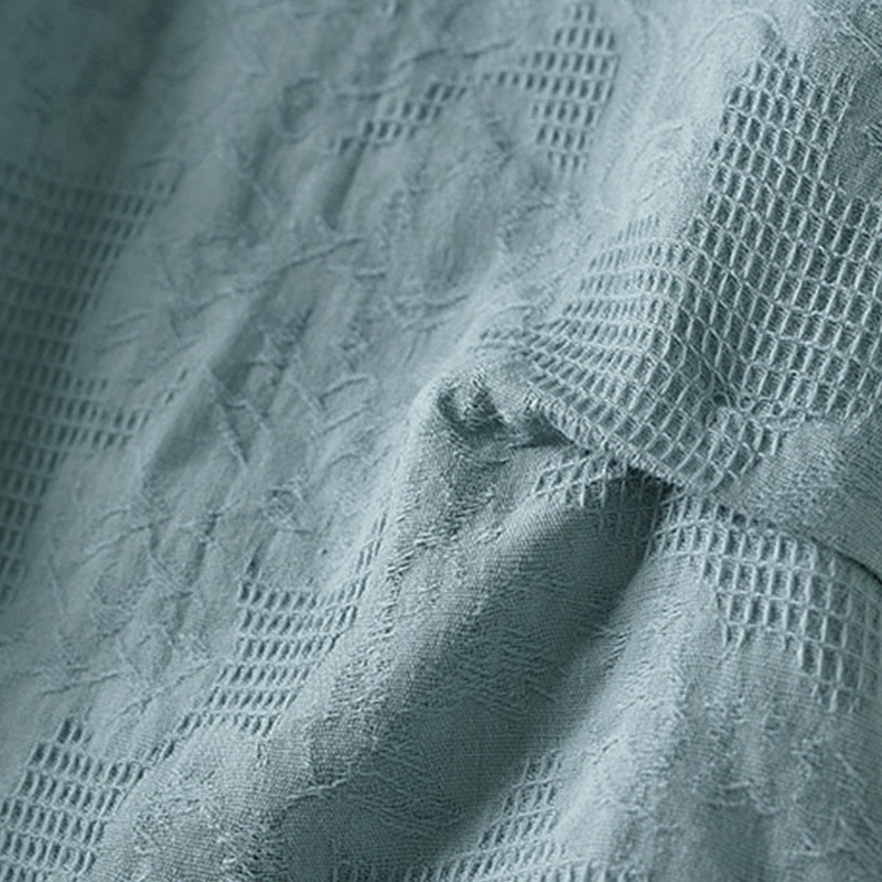 Buddha Stones Casual Floral Pattern Lapel Women's Cotton T-shirt - image 11