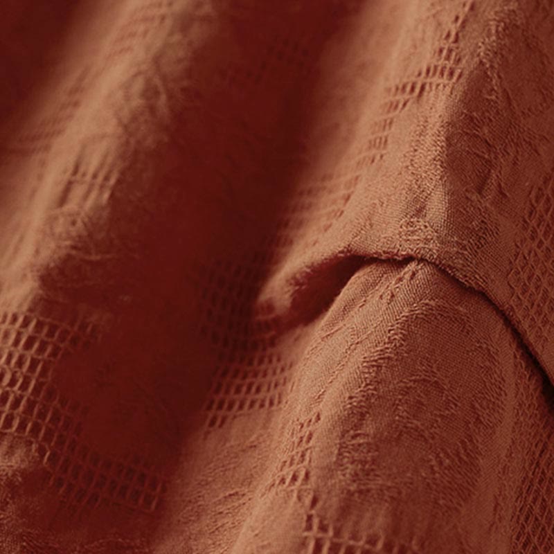 Buddha Stones Casual Floral Pattern Lapel Women's Cotton T-shirt - image 21