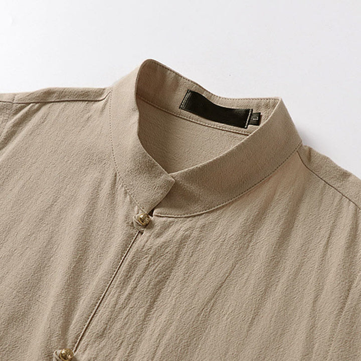 Buddha Stones Summer Solid Color Stand Collar Men's Cotton Linen Sleeveless Vest - image 9