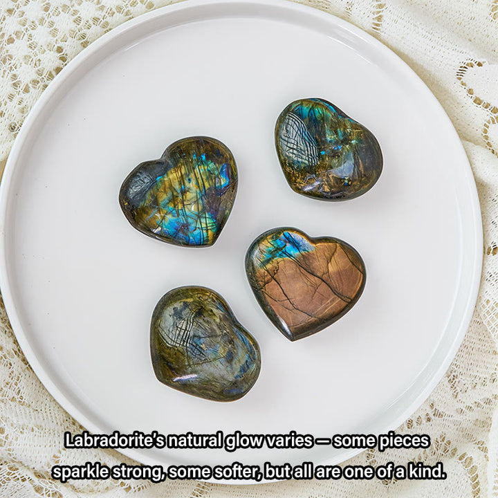 Buddha Stones Natural Heart Stone Labradorite Healing Cure Figurine Decoration - image 4