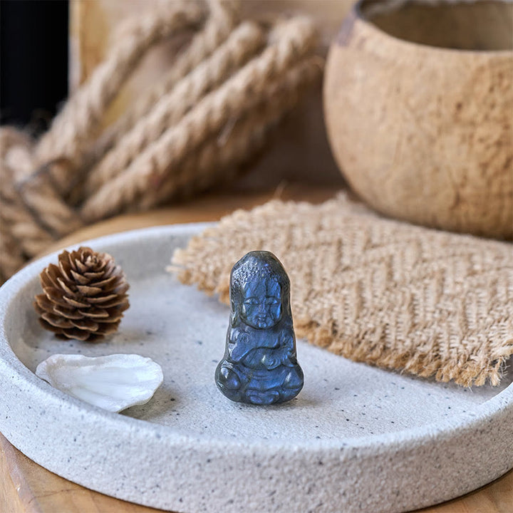 Buddha Stones Buddha Symbol Natural Labradorite Figurine Cure Statue Home Decoration - image 6
