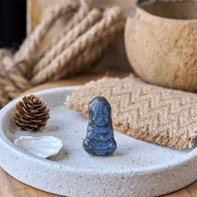 Buddha Stones Buddha Symbol Natural Labradorite Figurine Cure Statue Home Decoration - image 6