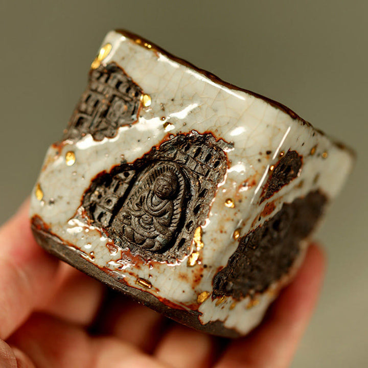 Buddha Stones Hand-painted Dunhuang Buddha Shino Ceramic Teacup Kung Fu Tea Cup - image 1