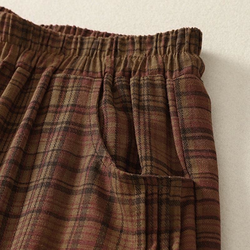 Buddha Stones Spring Plaid Design Women's Harem 7-8 Length Pants With Pockets - image 2