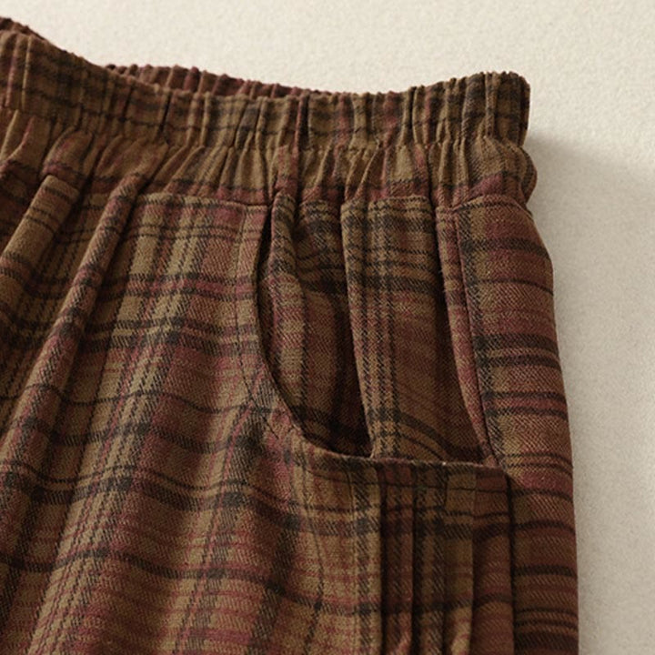 Buddha Stones Spring Plaid Design Women's Harem 7-8 Length Pants With Pockets - image 2