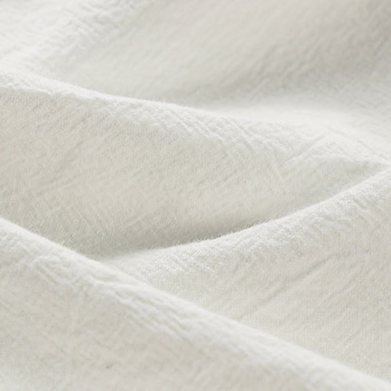 Buddha Stones Summer Frog-Button Auspicious Clouds Embroidery Design Short Sleeve Cotton Linen Men's Shirt - image 8