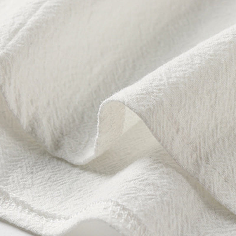 Buddha Stones Summer Frog-Button Auspicious Clouds Embroidery Design Short Sleeve Cotton Linen Men's Shirt - image 6