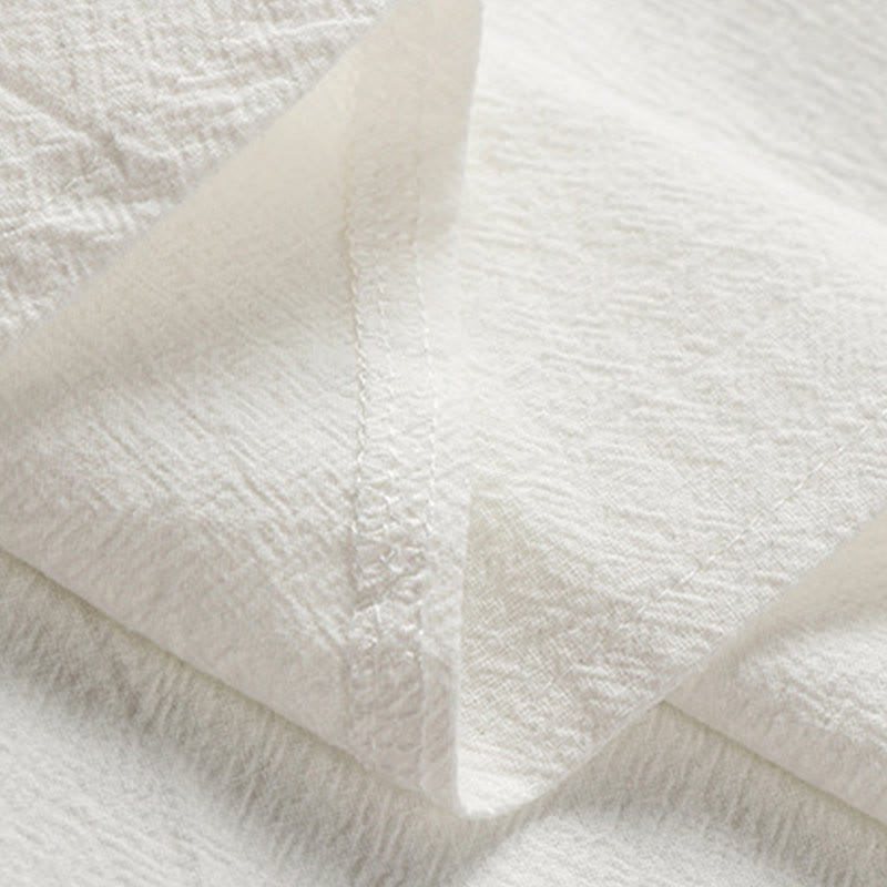 Buddha Stones Summer Frog-Button Auspicious Clouds Embroidery Design Short Sleeve Cotton Linen Men's Shirt - image 7