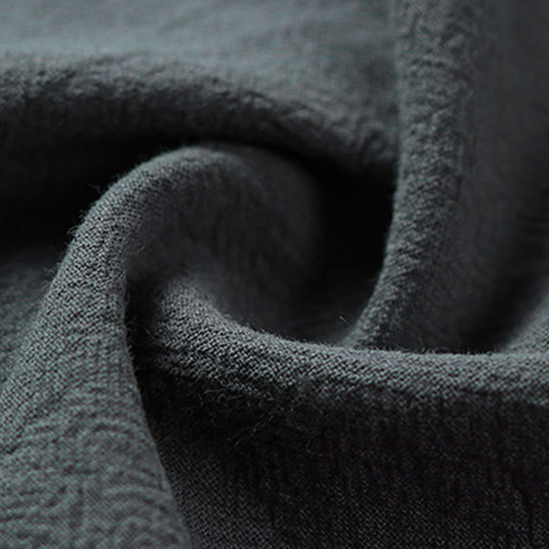 Buddha Stones Summer V-Neck Frog-Button Short Sleeve Clouds Embroidery Cotton Linen Men's Shirt - image 10