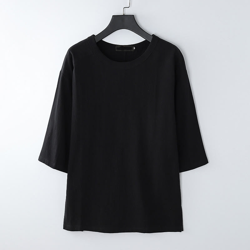 Buddha Stones Summer Casual Crew Neck Men's Half Sleeve Cotton Linen T-Shirt - Black - US/UK/AU54，EU64 (9XL) - image 7