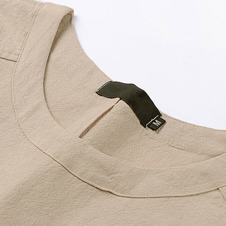 Buddha Stones Summer Casual Crew Neck Men's Half Sleeve Cotton Linen T-Shirt - image 2