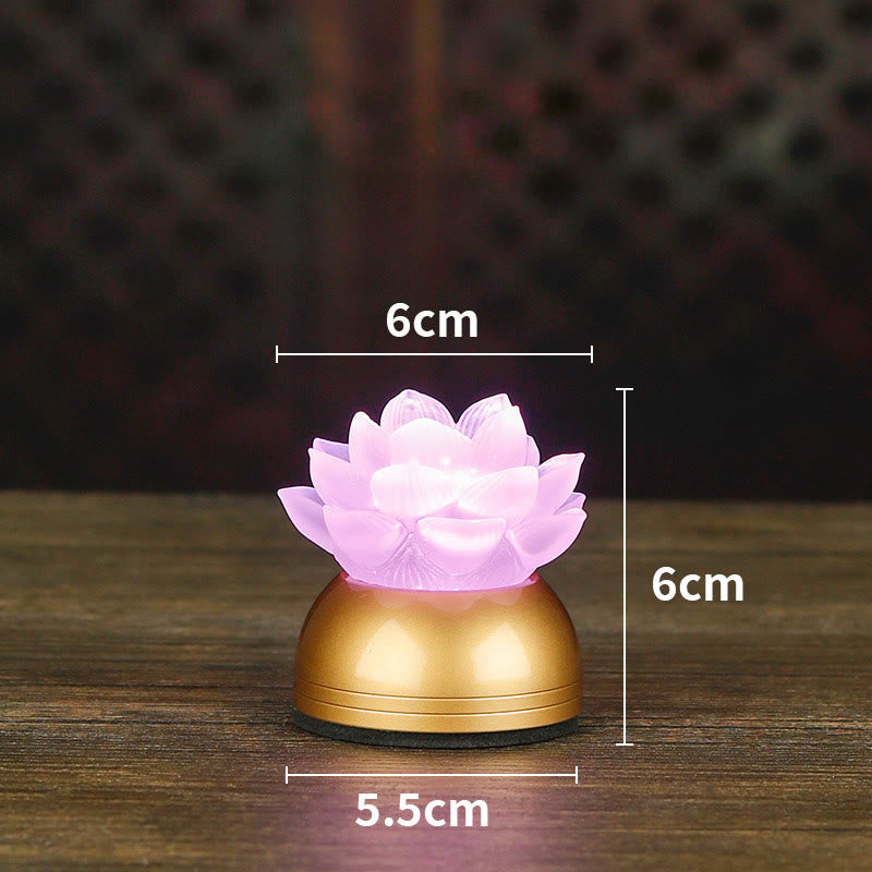 Buddha Stones Lotus Liuli Glass Copper New Beginning Home Decoration - Copper Pink Rechargeable(6*6*5.5 cm) - image 22