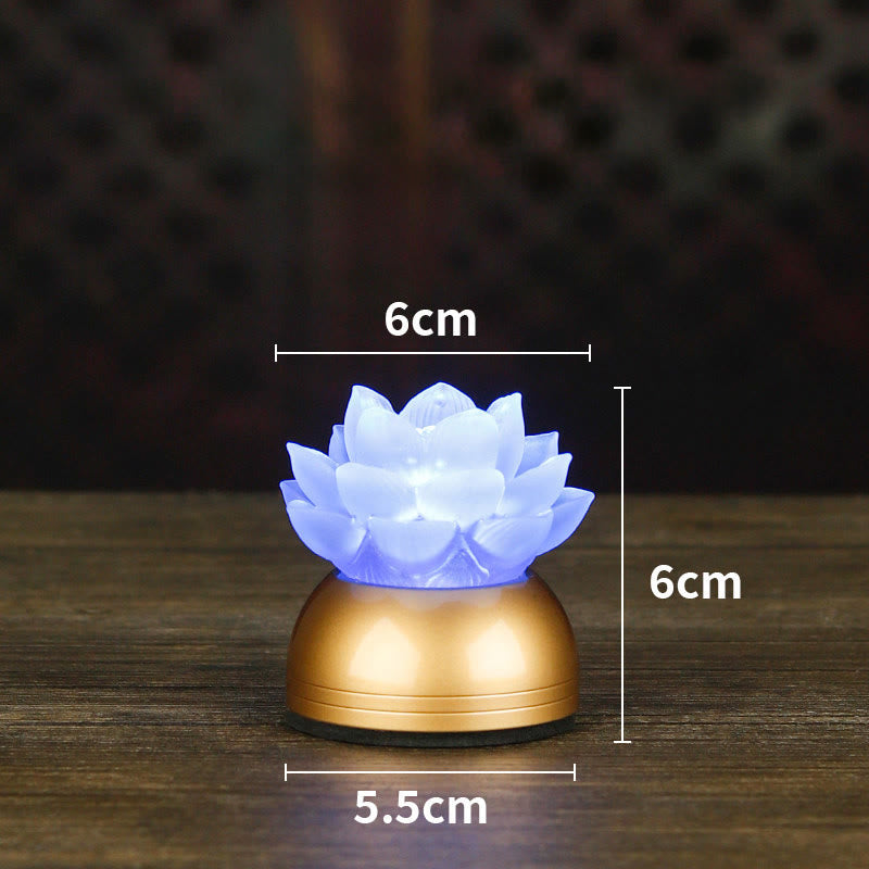 Buddha Stones Lotus Liuli Glass Copper New Beginning Home Decoration - Copper CornflowerBlue Rechargeable(6*6*5.5 cm) - image 23