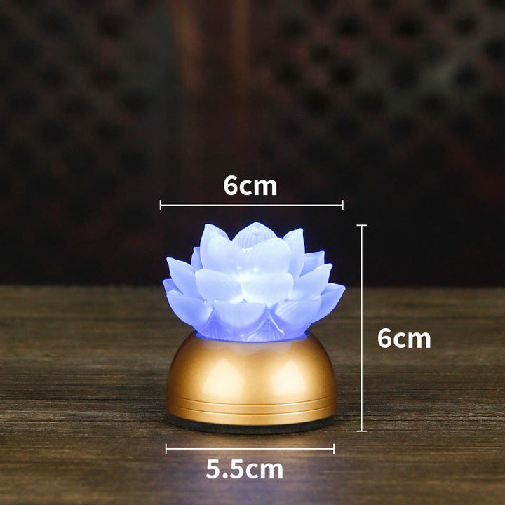 Buddha Stones Lotus Liuli Glass Copper New Beginning Home Decoration - Copper CornflowerBlue Rechargeable(6*6*5.5 cm) - image 23