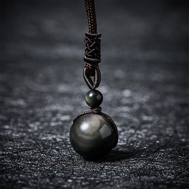 Buddha Stones Tiger's Eye Silver Sheen Obsidian Gold Sheen Obsidian Rainbow Obsidian Positive Necklace Pendant - Rainbow Obsidian - 16mm - image 13
