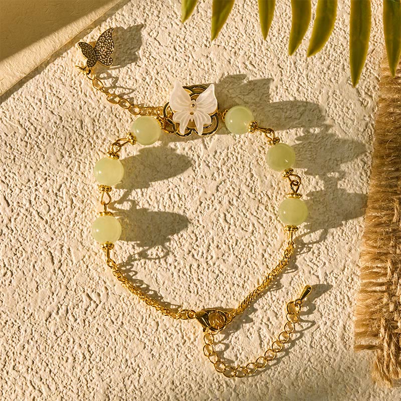 Buddha Stones Liuli Glass Bead Butterfly Blessing Love Bracelet - image 2