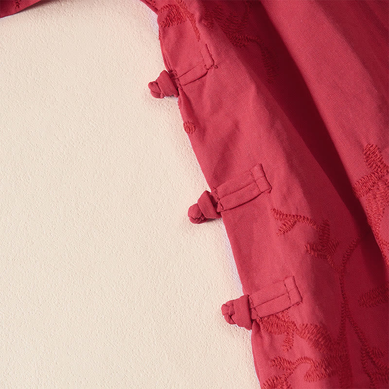 Buddha Stones Spring V-Neck Long Sleeve Leaf Pattern Women's Cotton Shirt  - image 23