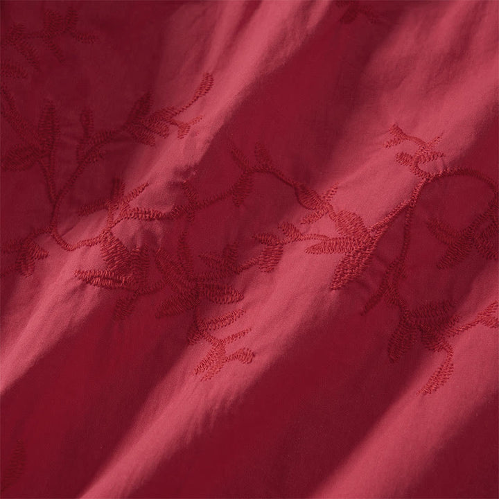 Buddha Stones Spring V-Neck Long Sleeve Leaf Pattern Women's Cotton Shirt  - image 21