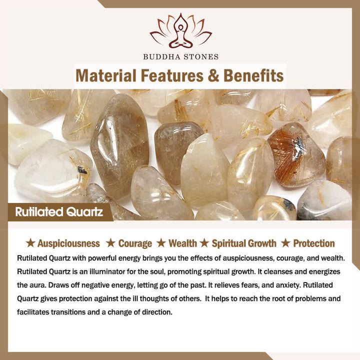 Buddha Stones Natural Rutilated Quartz Auspiciousness Protection Bracelet - image 5