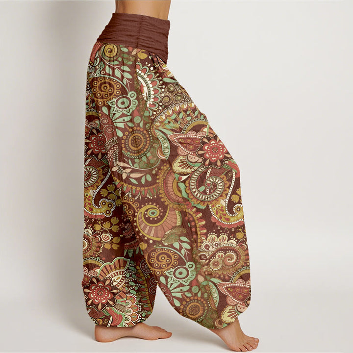 Buddha Stones Cotton Traditional Paisley Pattern Women's Elastic Waist Harem Pants - image 10