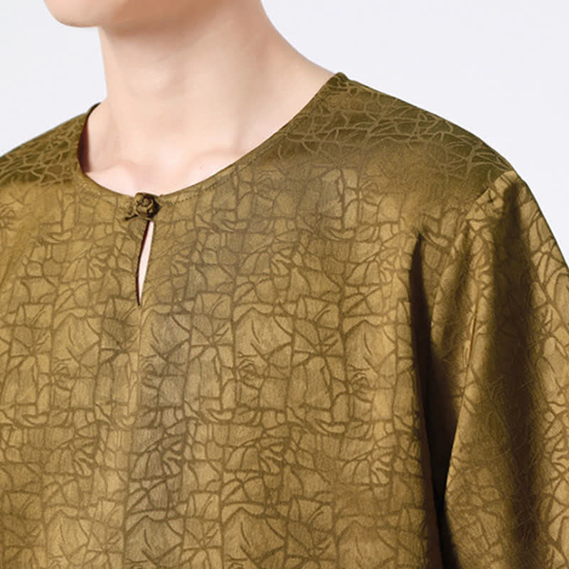 Buddha Stones Summer Retro Crackle Auspicious Cloud Pattern Short Sleeve Men's T-shirt - image 10