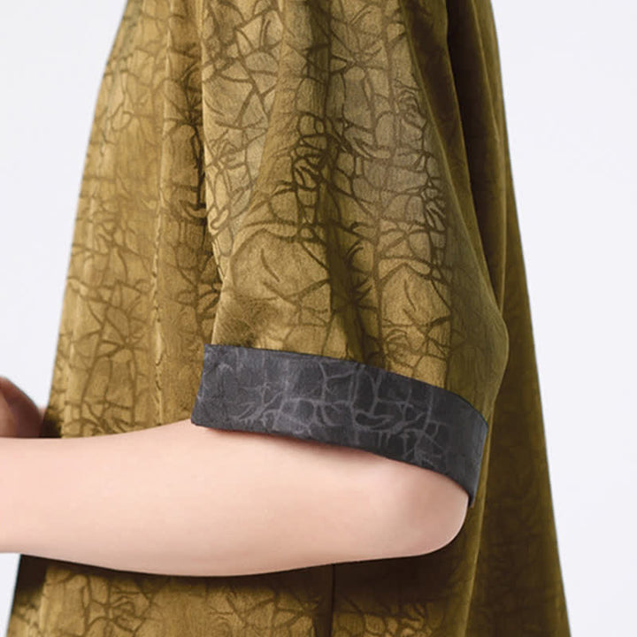 Buddha Stones Summer Retro Crackle Auspicious Cloud Pattern Short Sleeve Men's T-shirt - image 11