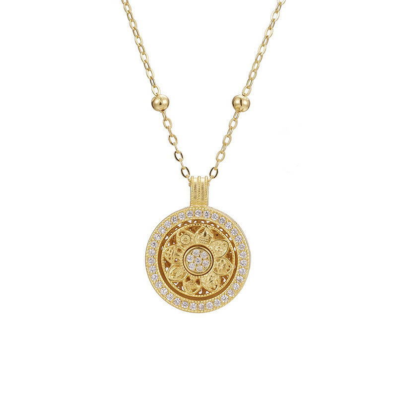 Buddha Stones 925 Sterling Silver Eight Treasures Luo Pan Blessing Necklace Pendant - 925 Sterling Silver Beaded Chain(Diameter: 15mm) - image 8