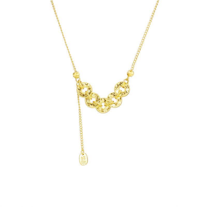 Buddha Stones 925 Sterling Silver Five-Emperor Coins Protection Ring Bracelet Necklace Pendant - image 1