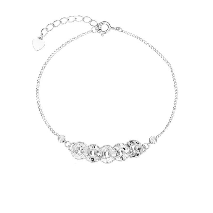 Buddha Stones 925 Sterling Silver Five-Emperor Coins Protection Ring Bracelet Necklace Pendant - Silvery Bracelet(Wrist Circumference: 14-18cm) - image 11