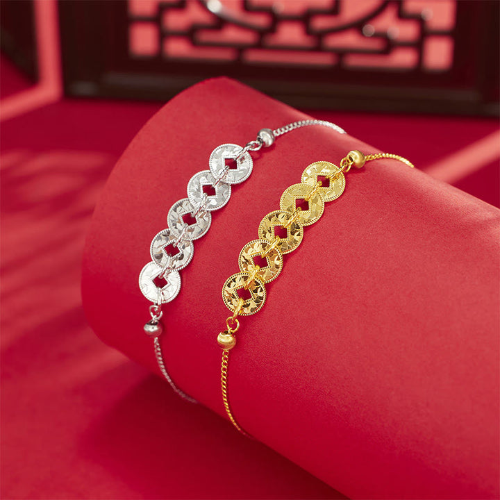 Buddha Stones 925 Sterling Silver Five-Emperor Coins Protection Ring Bracelet Necklace Pendant - image 12