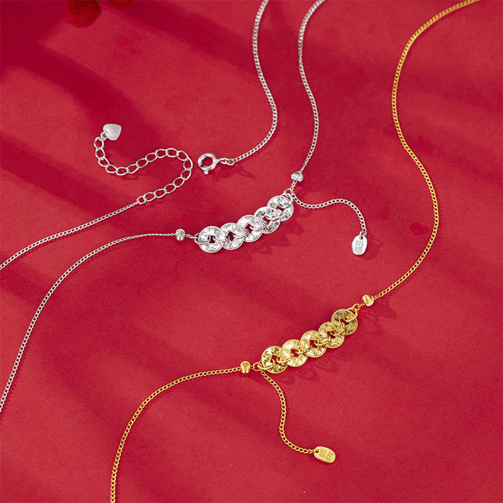 Buddha Stones 925 Sterling Silver Five-Emperor Coins Protection Ring Bracelet Necklace Pendant - image 7