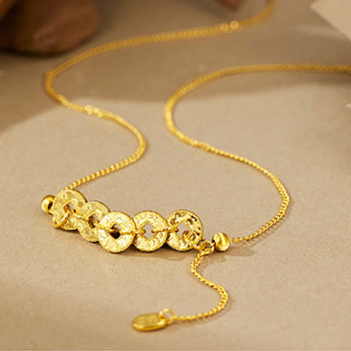 Buddha Stones 925 Sterling Silver Five-Emperor Coins Protection Ring Bracelet Necklace Pendant - image 2