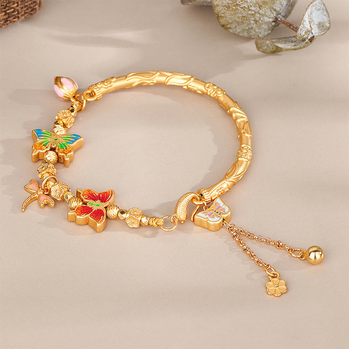 Buddha Stones 925 Sterling Silver Butterfly Flower Protection Bracelet - image 2