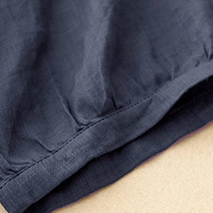 Buddha Stones Plain Button Crew Neck Design Women's  blend Three Quarter Sleeve Shirt - image 5