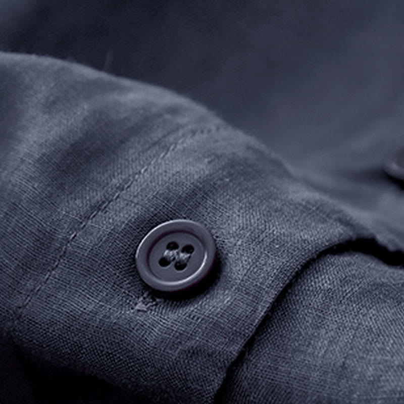 Buddha Stones Plain Button Crew Neck Design Women's  blend Three Quarter Sleeve Shirt - image 4