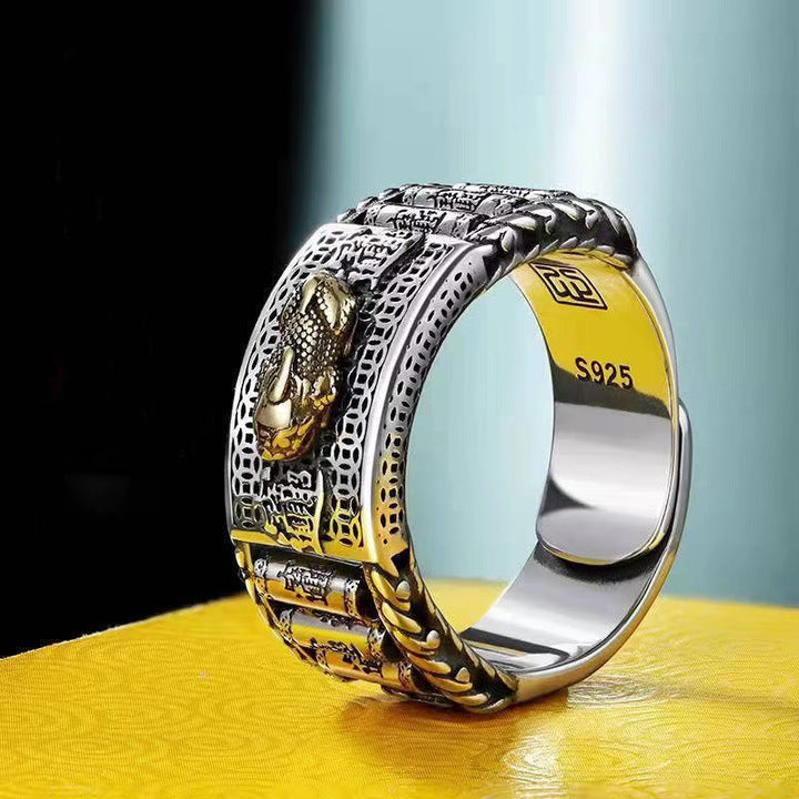 Buddha Stones Lucky FengShui PiXiu Wealth Prayer Wheels Couple Ring - Women - Gold - image 0