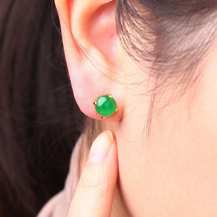 Buddha Stones Jade 925 Sterling Silver Abundance Earrings - image 4