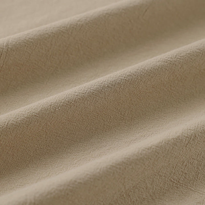 Buddha Stones Summer Embroidered Short Sleeve Notched Collar Men's Cotton Linen T-Shirt - image 7