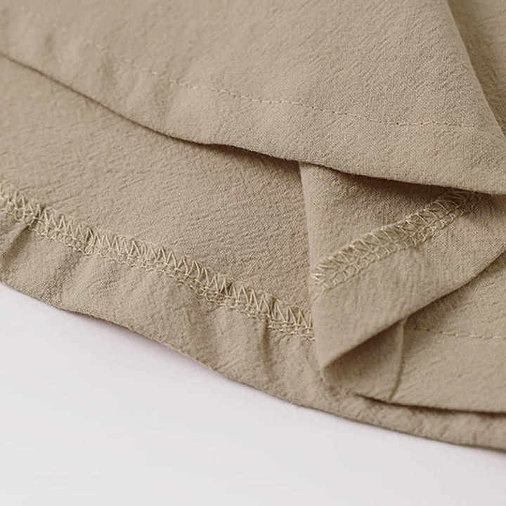 Buddha Stones Summer Embroidered Short Sleeve Notched Collar Men's Cotton Linen T-Shirt - image 9