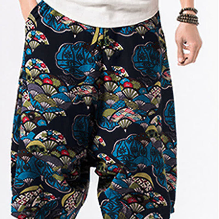 Buddha Stones Ethnic Printing Floral Geometric Pattern Men's Harem 7-8 Length Pants With Pockets - image 5