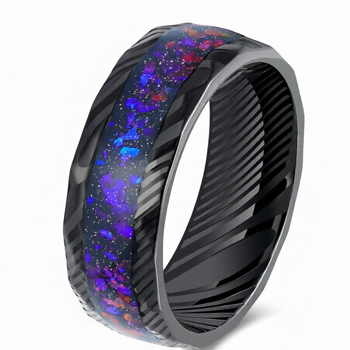 Buddha Stones Faceted Natural Inlay Titanium Steel Strength Ring - Blue - 21.4mm - image 8