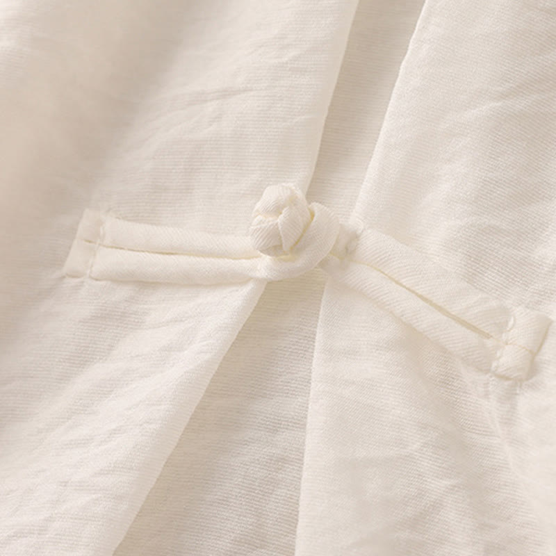 Buddha Stones Solid Color Frog-Button Design Puff Short Sleeve Women's T-Shirt - image 13